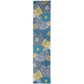 Nourison Passion Blue 2'2' X 10' Area Rug, Floral, Farmhouse, Easy Cleaning, Non Shedding, Bed Room, Living Room, Dining Room,