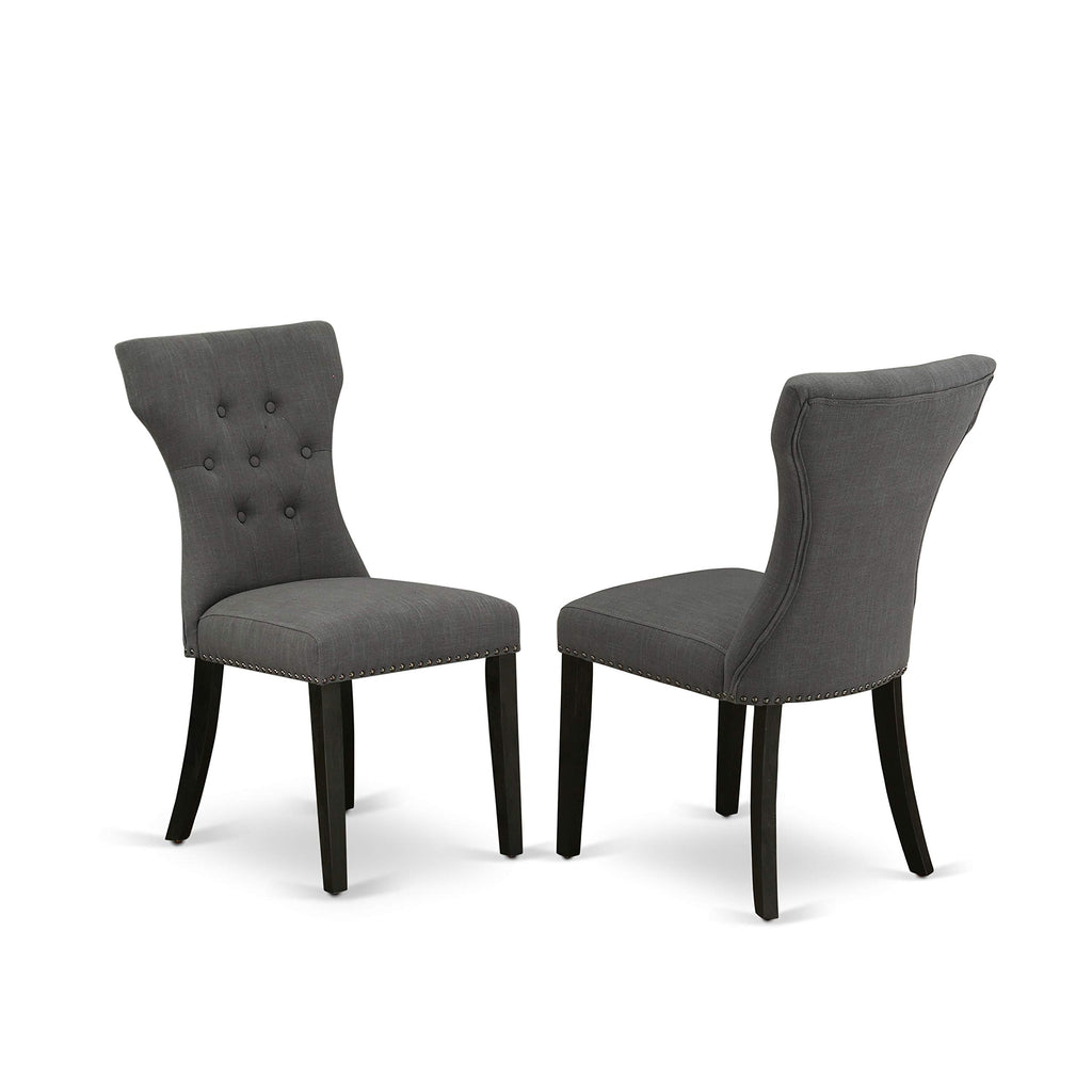 East West Furniture X-Style 7 Piece Modern Set Consist Of A Rectangle Wooden Table With X-Legs And 6 Dark Gotham Linen Fabric Parson Dining Chairs, 36X60 Inch, X626Ga650-7