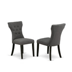 East West Furniture X-Style 7 Piece Modern Set Consist Of A Rectangle Wooden Table With X-Legs And 6 Dark Gotham Linen Fabric Parson Dining Chairs, 36X60 Inch, X626Ga650-7