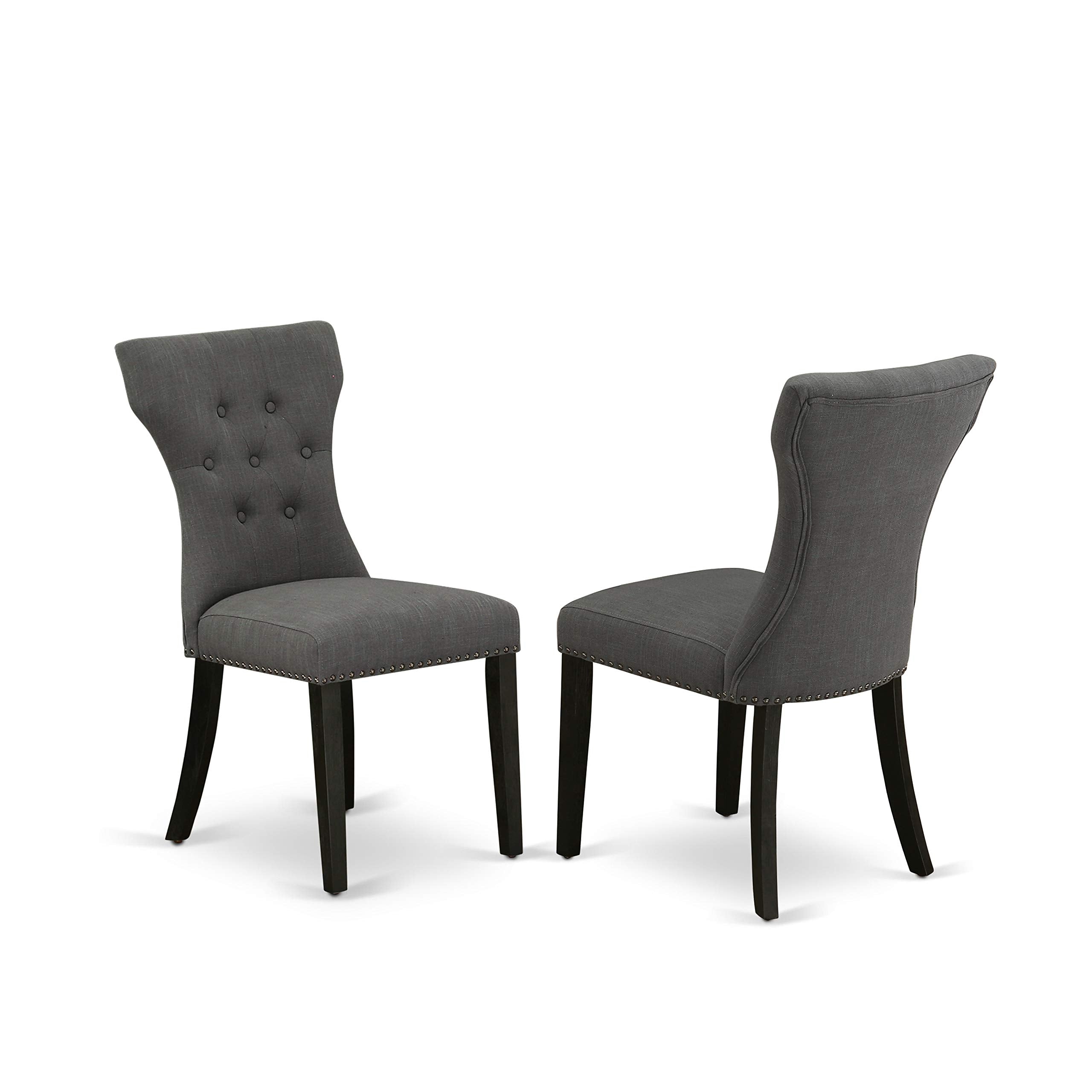 East West Furniture X-Style 7 Piece Modern Set Consist Of A Rectangle Wooden Table With X-Legs And 6 Dark Gotham Linen Fabric Parson Dining Chairs, 36X60 Inch, X626Ga650-7