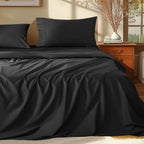 Shilucheng 100% Egyptian Cotton Sheets Set - 1000 Thread Count,Luxury Cotton Bed Sheets,Breathable & Cooling Bedding And Pillow Cases, 16 Inch Deep Pocket - 4 Piece (Black, Full)