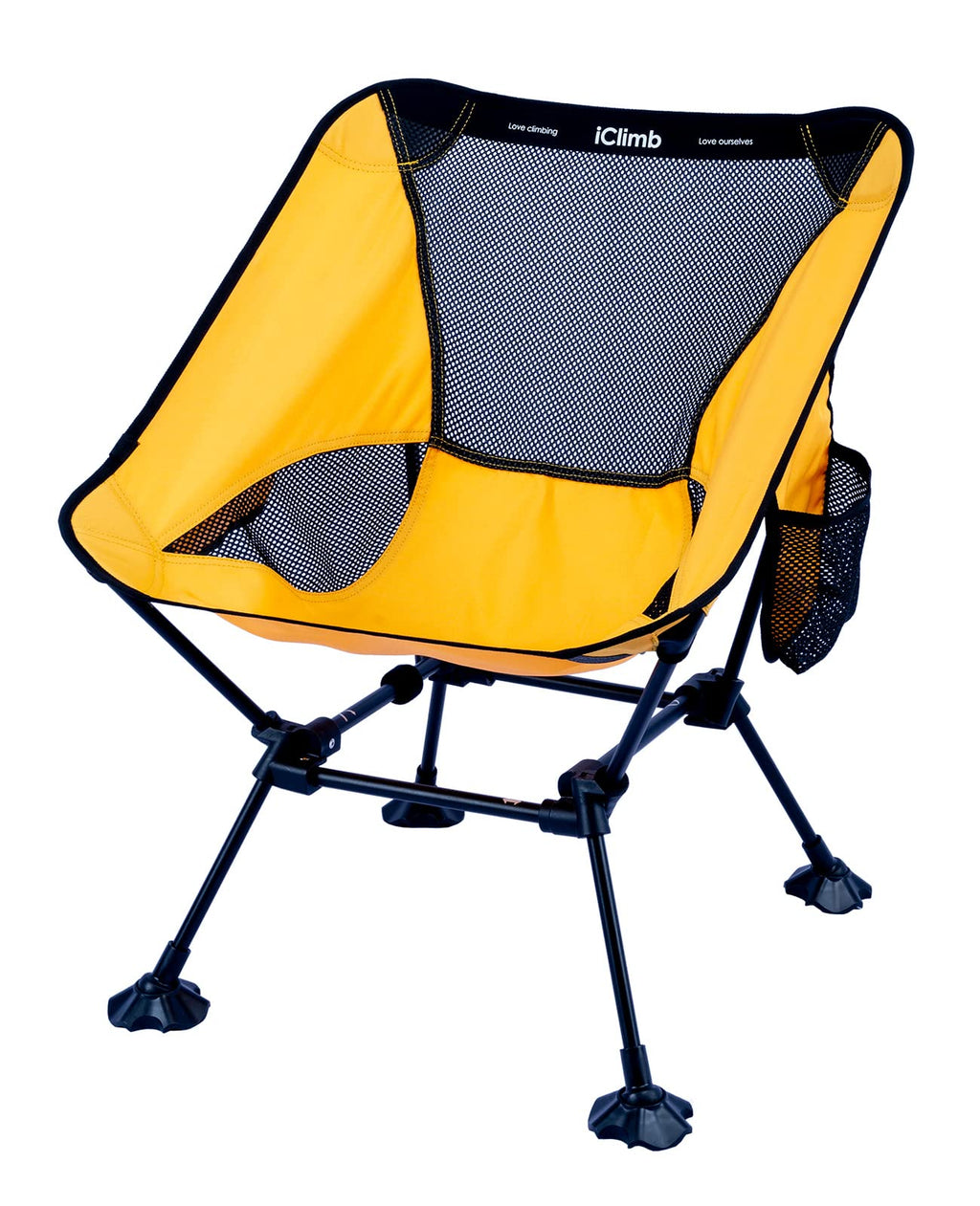 Iclimb Ultralight Compact Camping Folding Beach Chair With Anti-Sinking Large Feet And Back Support Webbing (Yellow - Square Frame -2Pc)
