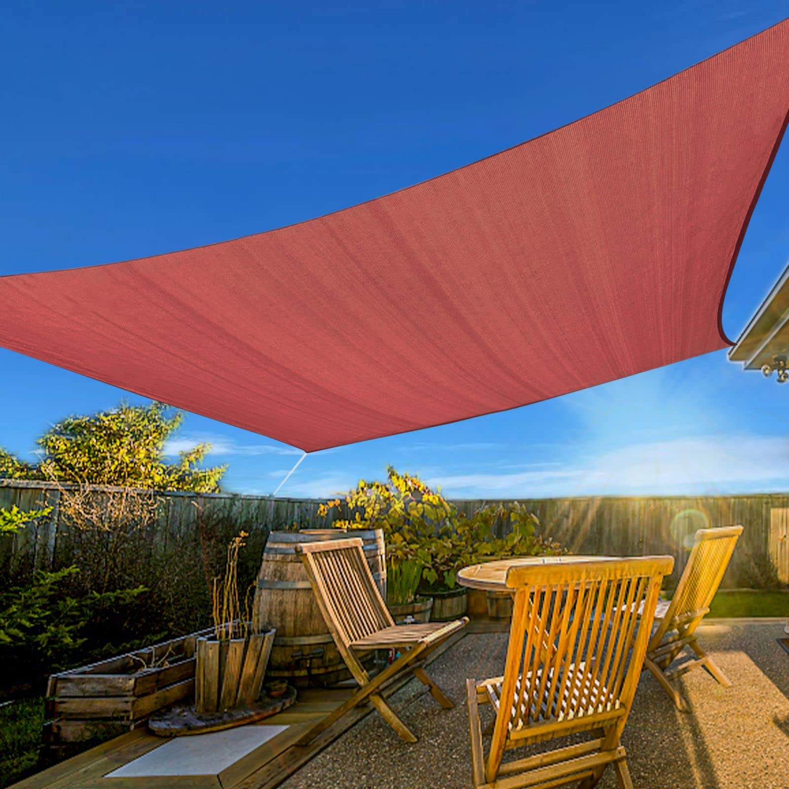 Artpuch 8'X10' Sun Shade Sail Curved Commercial Outdoor Shade Cover Rust Red Rectangle Heavy Duty Permeable 185Gsm Backyard Shad
