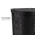Mind Reader 60L Slim Laundry Hamper, Clothes Basket, Lid, Ventilated, Plastic, 17.25''L X 13.75''W X 23.5''H, Black