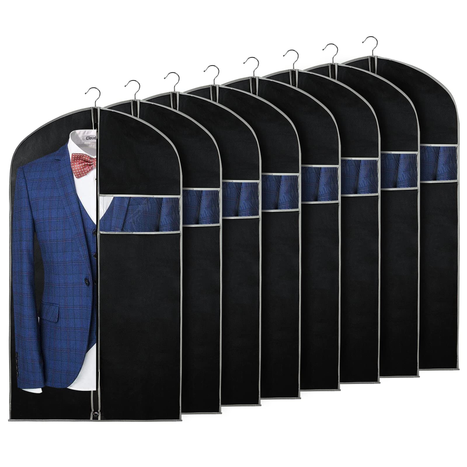 Syeeiex 40 Garment Bag, Set of 8 Suit Bag, Garment Bags for Hanging Clothes, Suit Covers Bags for Men or Women, Dress Bags for S