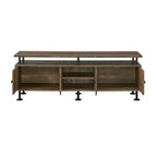Acme Ensata II Rectangular 4-Door TV Stand in Rustic Oak and Black