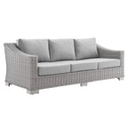 Modway Conway Sunbrella Outdoor Patio Wicker Rattan, Sofa, Light Gray Gray