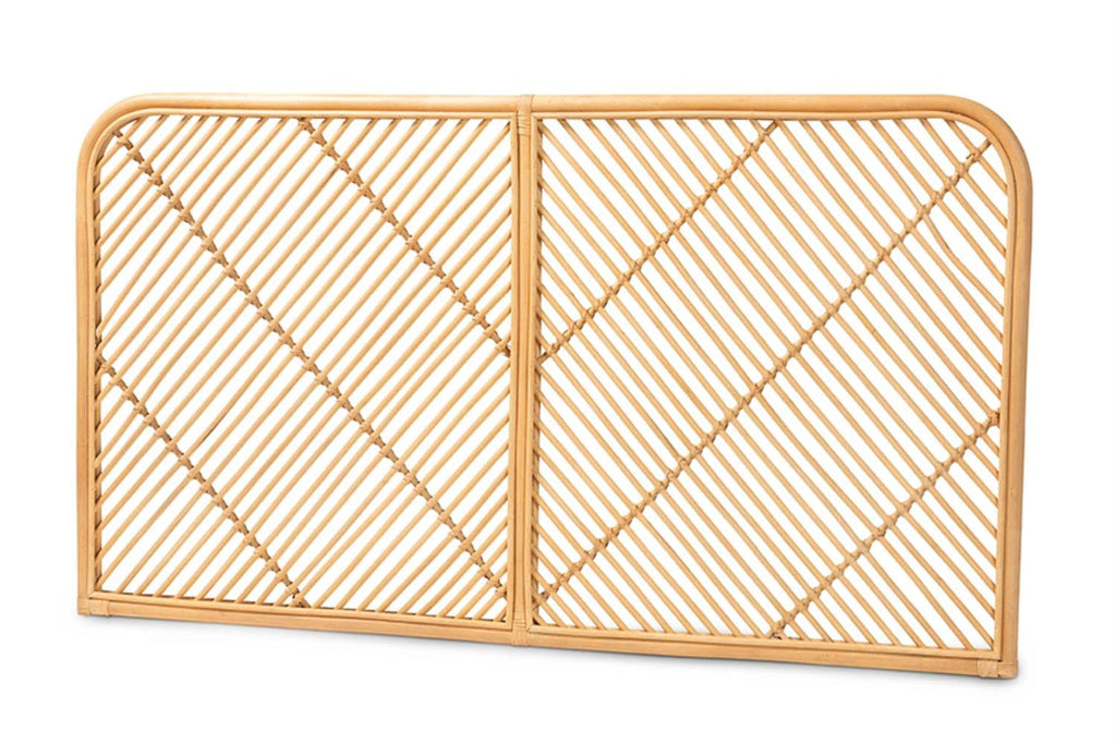 Baxton Studio Sakina Modern Bohemian Natural Brown Rattan Queen Size Wall-Mount Headboard
