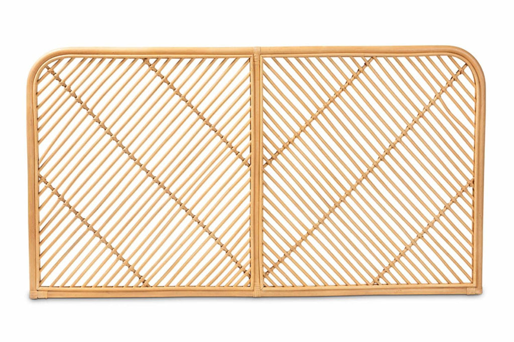 Baxton Studio Sakina Modern Bohemian Natural Brown Rattan Queen Size Wall-Mount Headboard