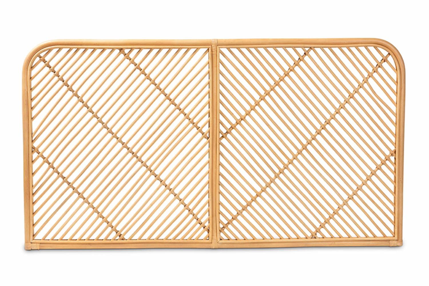 Baxton Studio Sakina Modern Bohemian Natural Brown Rattan Queen Size Wall-Mount Headboard