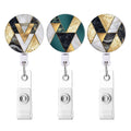 Retractable Badge Holders, Cute Nursing Badge Reel, Badge Clip Id Card Holders (3Pack Golden Marble)