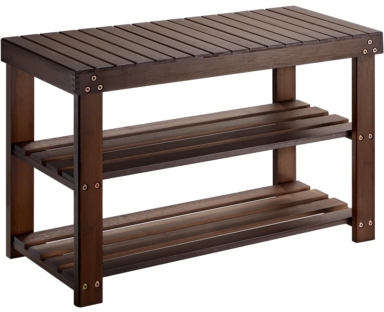 Pipishell Bamboo Shoe Rack Bench, 3 Tier Sturdy Shoe Bench, Storage Shoe Organizer, Holds up to 300lbs for Entryway Bedroom Livi