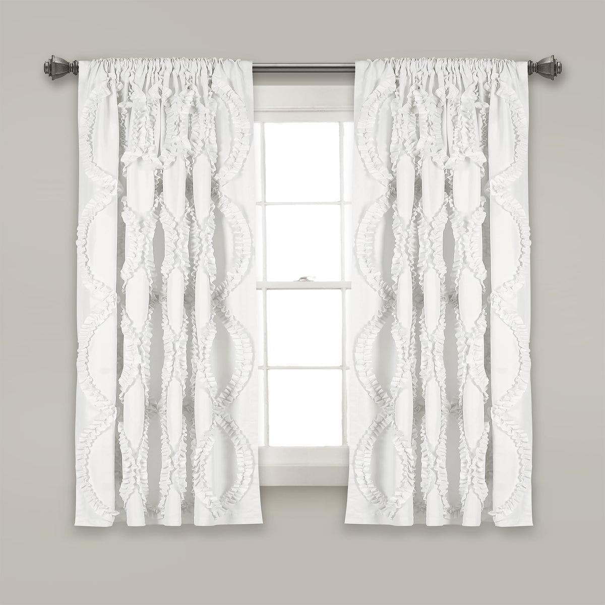 Lush Decor Lush Dcor Avon Single Window Curtain Panel, 63 x 54, White