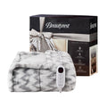 Beautyrest Long Brushed Faux Fur Chevron Pattern Electric Blanket, Auto Shut Off, Virtually Zero EMF, Multi Heat Setting, UL Cer