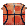OMFUNS Sport Basketball Storage Basket 13x13 Ball Theme Collapsible Cube Storage Bin with Handle Fabric Storage Box Organizing f