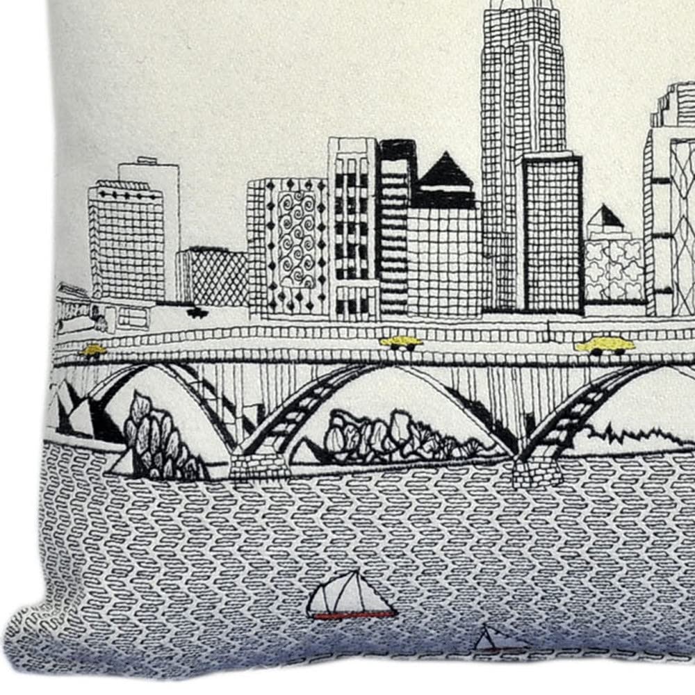 HomeRoots Cream 24' White Cleveland Daylight Skyline Lumbar Decorative Pillow