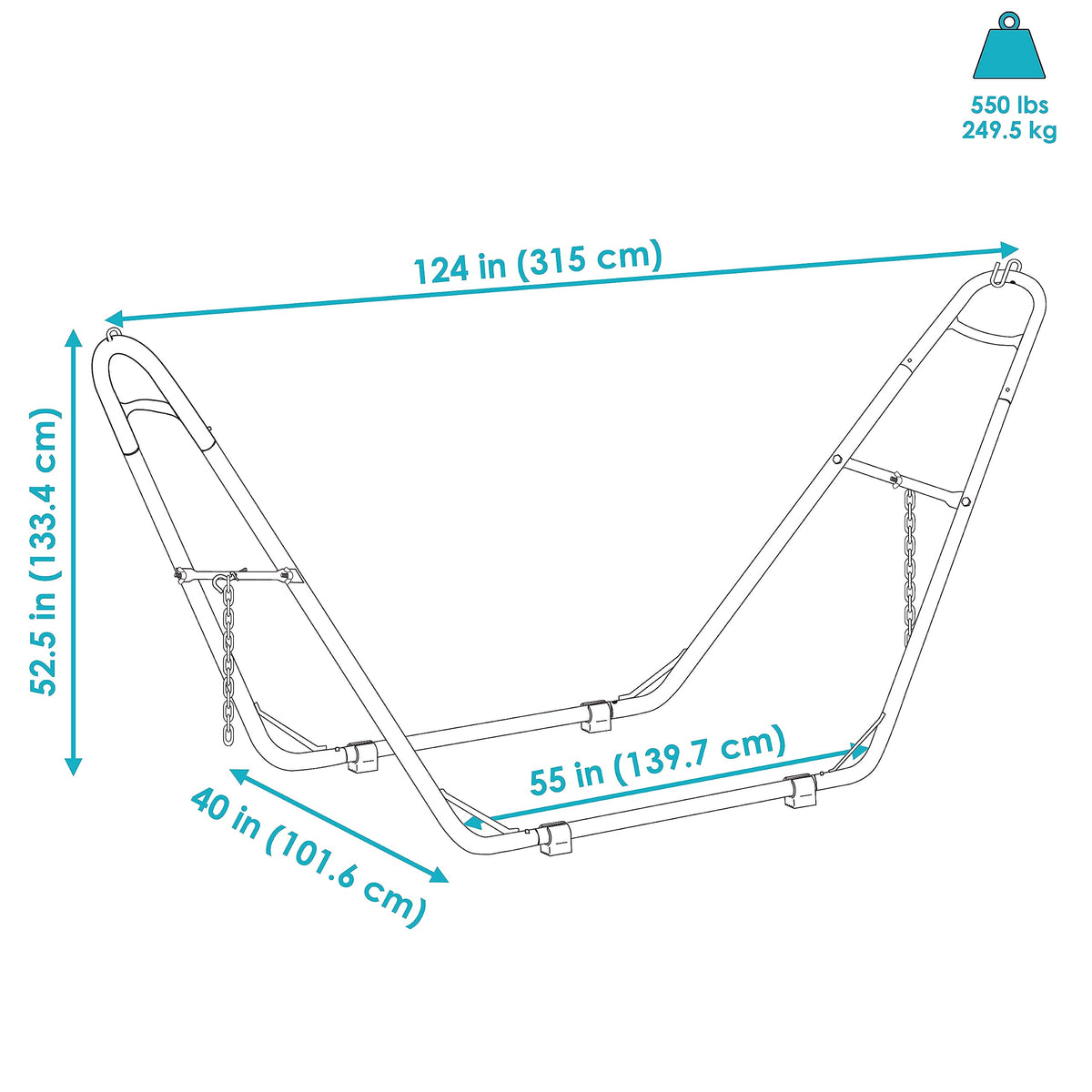 Sunnydaze Universal 2-Person Hammock Stand - 550-Pound Capacity - Heavy-Duty Steel Outdoor Hammock Stand - Fits 9 To 14 Foot Hammocks - Bronze