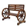 Vingli Rustic Wooden Wheel Bench, 41' 2-Person Wagon Slatted Seat, Outdoor Patio Furniture, 350Lbs High Capacity, Weather Resistance