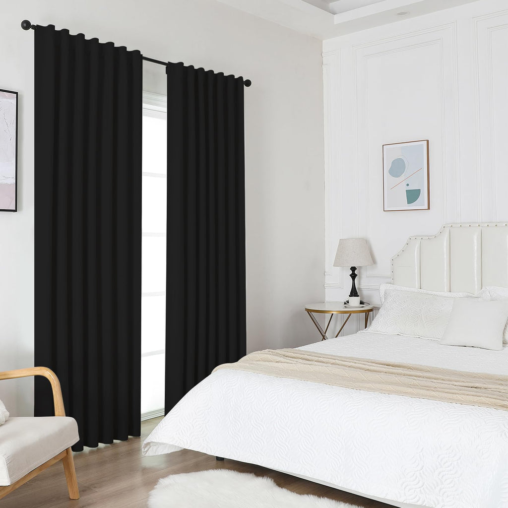 Joydeco Blackout Curtains For Bedroom 96 Inches Long,Back Tab/Rod Pocket 100% Blackout Living Room Drapes, Textured Thermal Insu