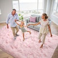 Pink Rugs for Living Room Fluffy 6x9 ft Bedroom Rug Non-Slip Area Rugs Shag Carpet for Nursery Kids PlayRoom Dorm Office Indoor 