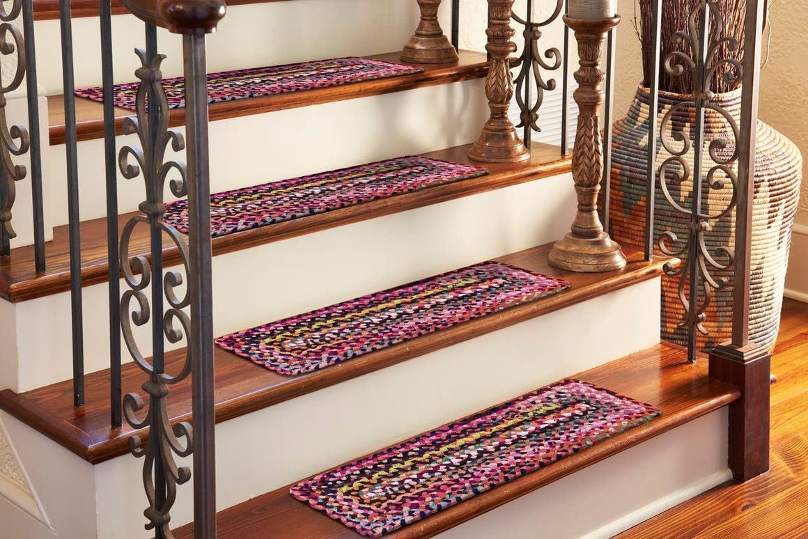 Unique Loom Braided Chindi Collection Area Rug - Layer (0 9 x 2 6 Rectangle, Multi/ Blue)