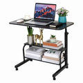 Adjustable Height Mobile Computer Desk for Small Space Rolling Desk with Wheels Desk Home Office Study Desk Portable for Bedroom
