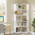 LITTLE TREE Corner Bookshelf, 64.9 Inch Tall Bookcase with Anti-Drop Panel, Modern Freestanding Corner Shelf Display Rack Storag