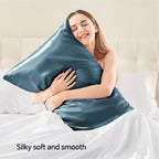 Bedelite Satin Pillowcase With Zipper, Bluesteel Pillow Cases Queen Size Set Of 2, Super Soft And Cooling Similar To Silk Pillow
