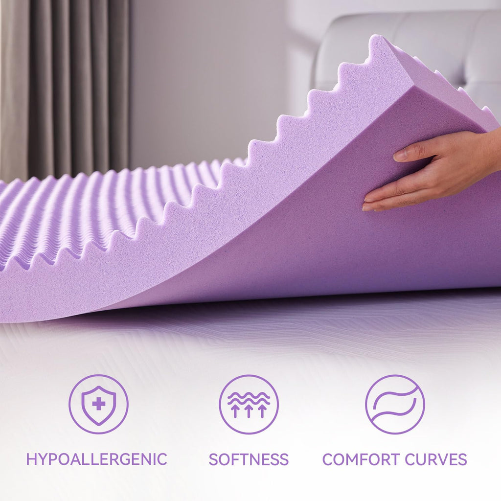 Sinweek 3 Inch Egg Crate Memory Foam Mattress Topper Twin Size, Soft Mattress Pad For Back Pain Relief, Bed Topper, Certipur-Us