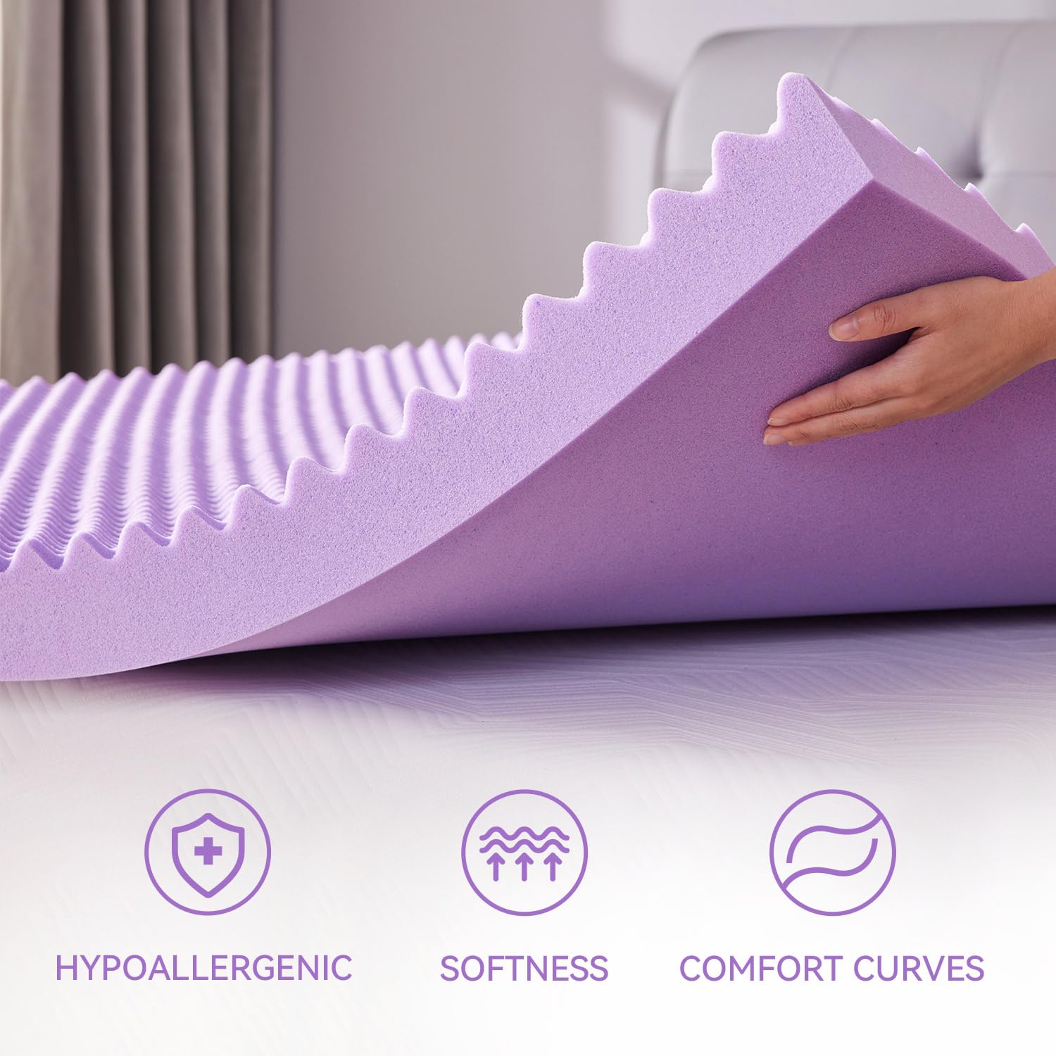 Sinweek 3 Inch Egg Crate Memory Foam Mattress Topper Twin Size, Soft Mattress Pad For Back Pain Relief, Bed Topper, Certipur-Us