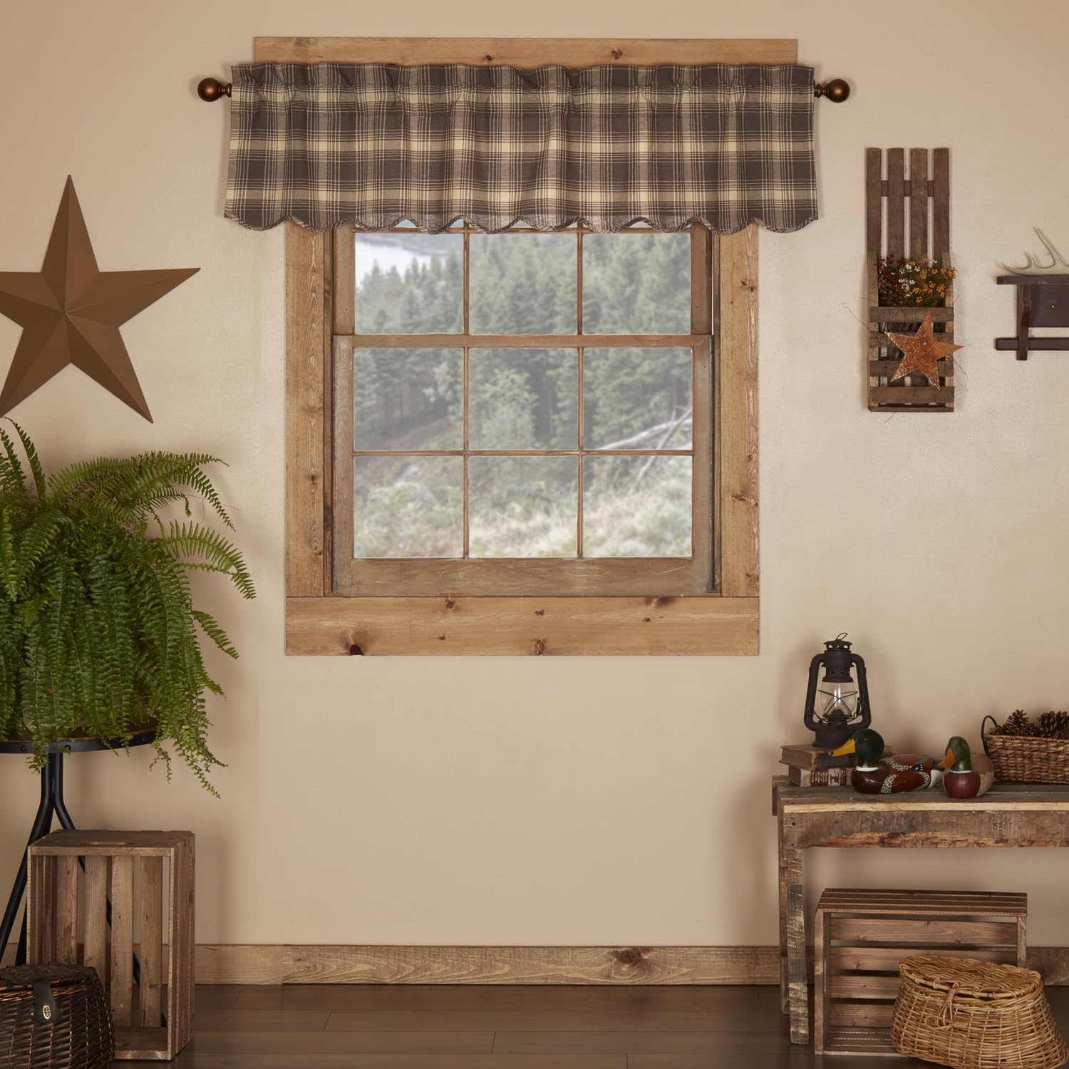 Vhc 60 In. Scalloped Lined Valance In Brown And Tan