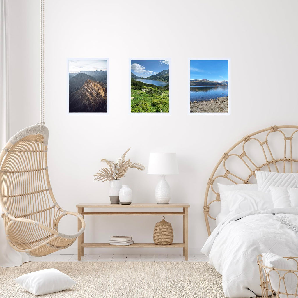 Jcjmy 11X15 White Picture Frame Set Of 3, Horizontal And Vertical Formats For Wall Hanging, 11 X 15 Wall Gallery Poster Photo Fr