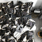 Clothknow Black Marble Comforter Sets California King Triangle Geometric Bedding Comforter Sets Cal King Bedding Black Grey White Bed Comforter 3Pcs Black White Comforter Cal King