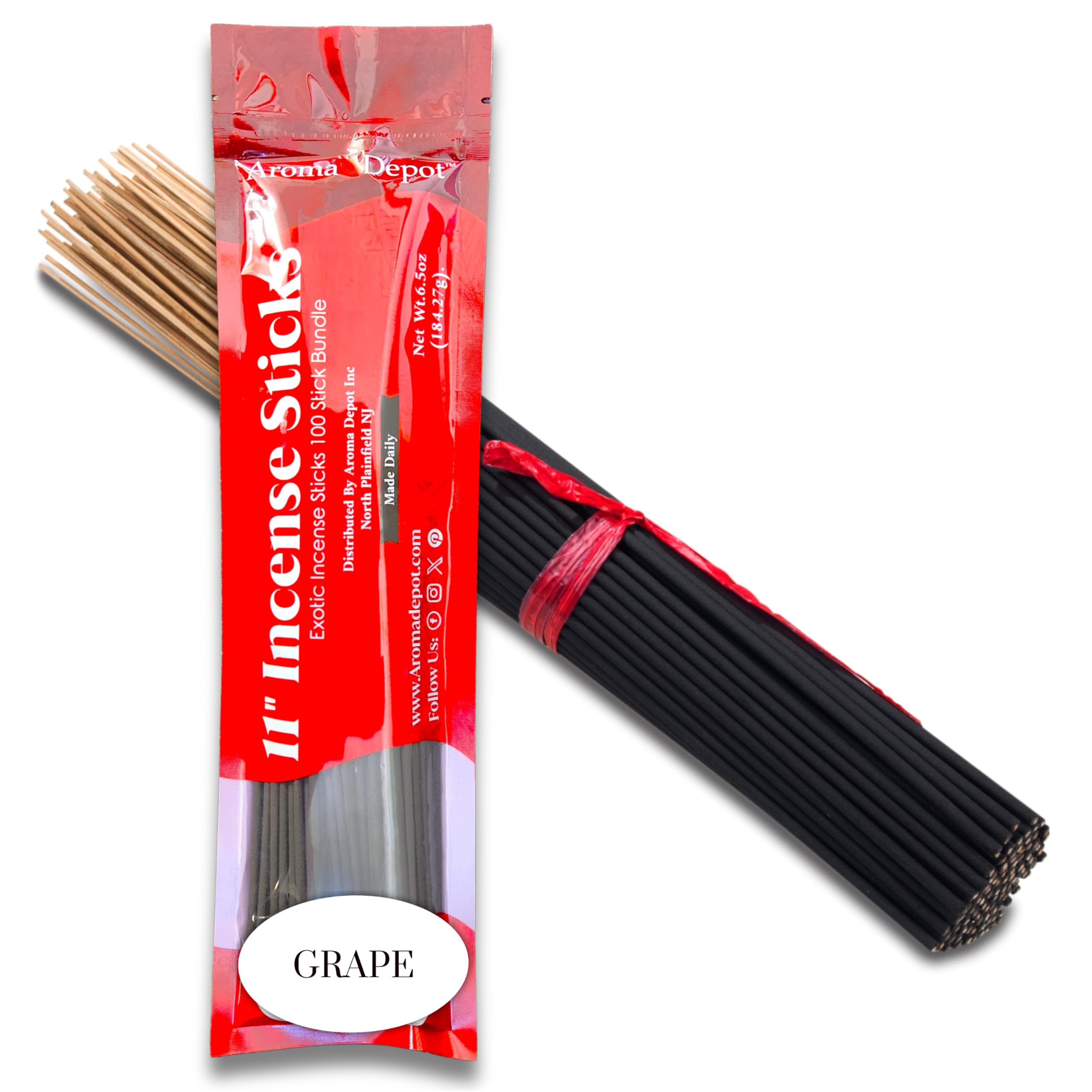 Grape Type Most Exotic 11 Incense Sticks. Approx. 85 to 100 Sticks Per Bundle, ONE Bundle - Each Natural Stick Burns for 45 mi