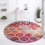 Unique Loom Trellis Frieze Collection Area Rug - Rounded (4' Round, Multi/ Black)