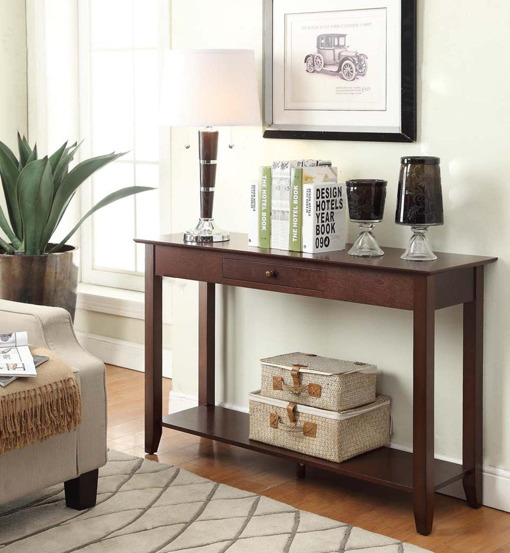 Convenience Concepts American Heritage 1 Drawer Console Table With Shelf, Espresso