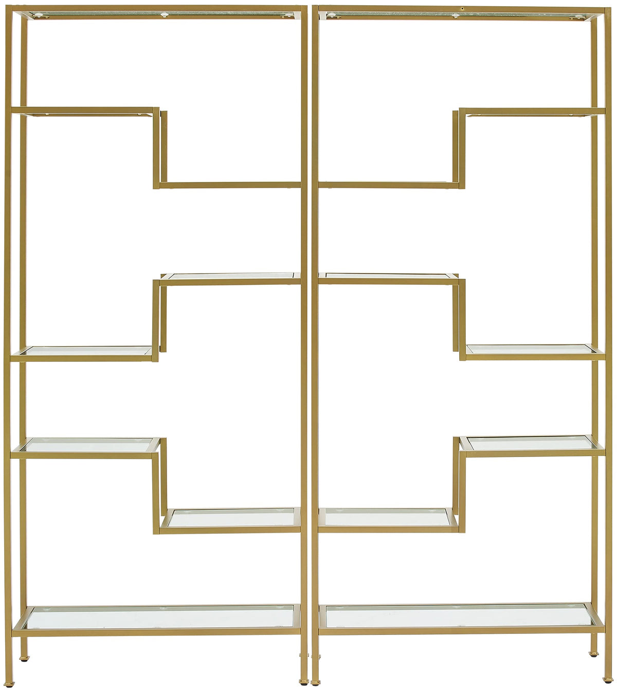 Crosley Furniture Sloane 2-Piece Bookshelf Set with Glass Shelves, Bookcase Storage, Gold
