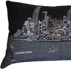 HomeRoots Grey 45' Black and White NYC Nighttime Skyline Lumbar Decorative Pillow