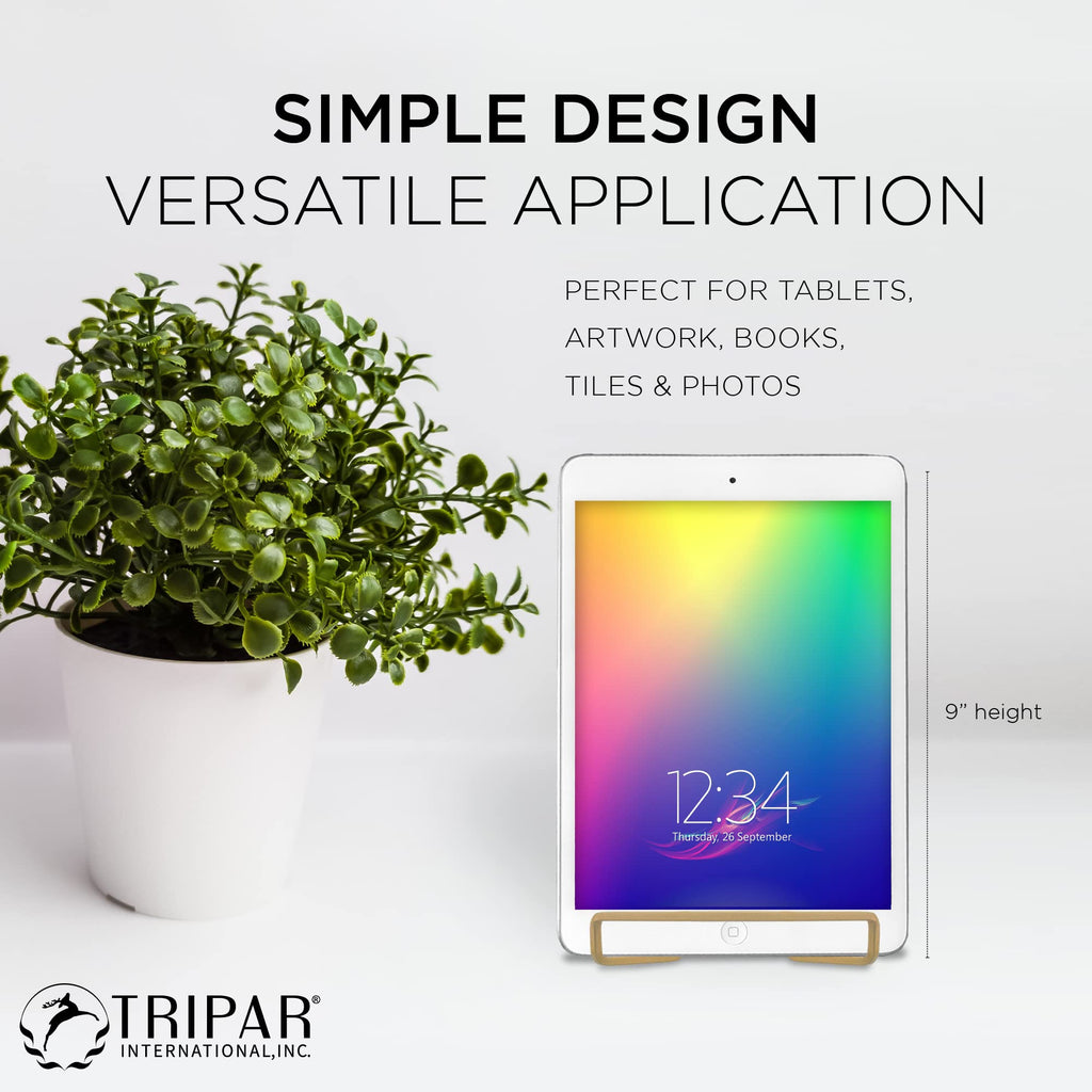 Tripar 6' Gold Painted Square Wire Easel Display Stand For Plates, Artwork, Picture Frame Plate Stand