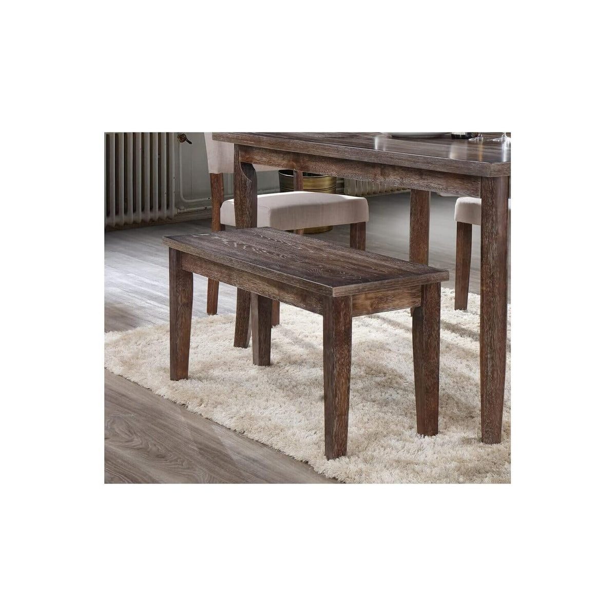 Best Master Transitional Solid Wood Dining Room Bench In Antique Natural Oak