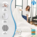 National Allergy Premium 100% Cotton Duvet Comforter Protector - Twin Size - 66'' X 86'' - White - Breathable 300 Thread Count H