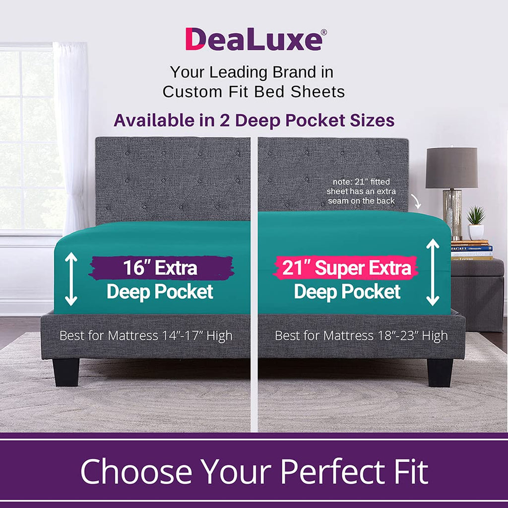 Dealuxe 21'' Sheet Set - Twin 3 Piece Set - Teal (Blue/Green)