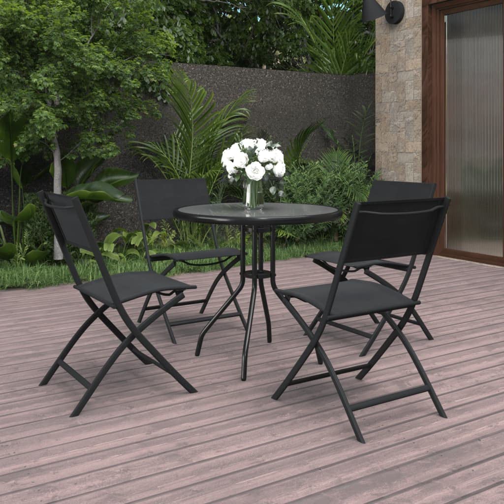 vidaXL Patio Dining Set 5 Piece Garden Outdoor Lawn Yard Terrace Balcony Dining Dinner Dinette Table and Chair Seat Seating Furniture Steel