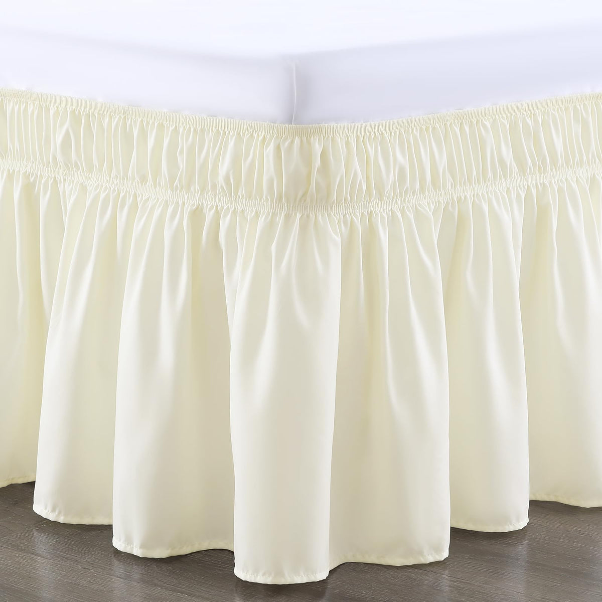 Rimela Bed Skirt King Size 15 Inch Drop, Wrap Around Elastic Bedskirt Solid Microfiber Luxury Hotel Quality Fabric, Easy To Inst
