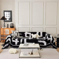 VClife Cozy Chenille Dog Couch Cover Boho White Black Stripe Geometric Sofa Slipcover for Sectional Couch Minimalism Non Slip L 
