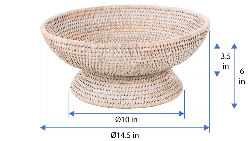 Kouboo La Joll Rattan Fruit Bowl, Large, White-Wash