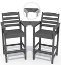 Serwall Tall Adirondack Chairs Set Of 2 With Connecting Table, Grey