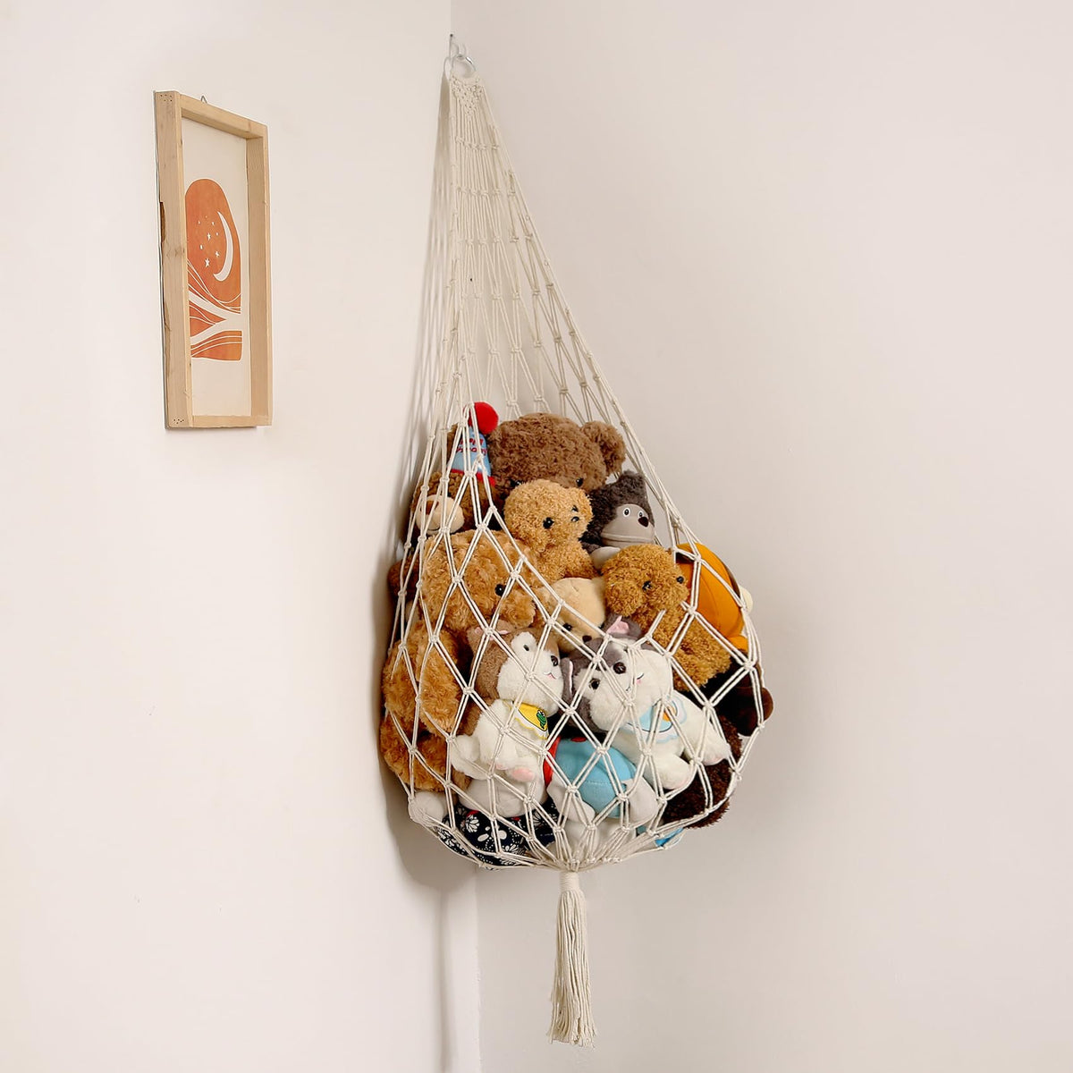 Amdermi Stuffed Animal Storage Organizers Toy Hammock Corner Hanging Net Stuffy Animal Hammock Macrame Toy Display Plush Toy Hol