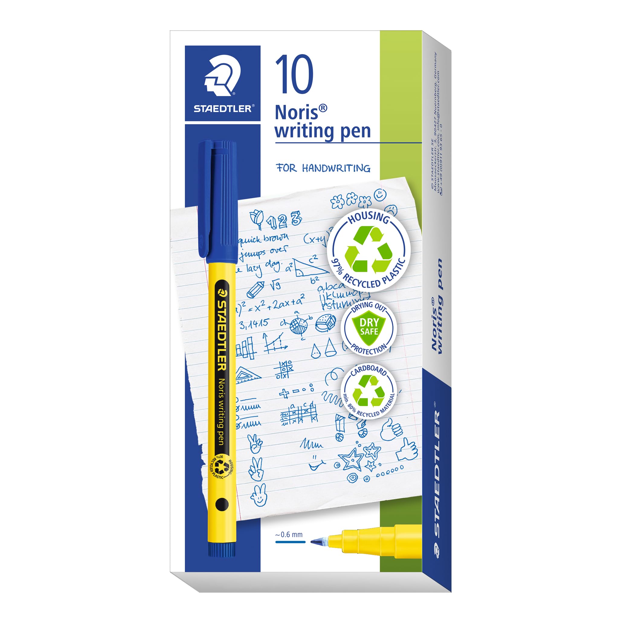 Staedtler 307-3 Noris Handwriting Pen - Blue (Box Of 10)