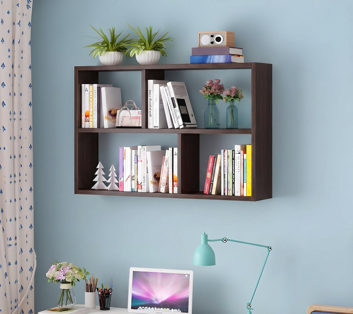 The Good Luck RUNNUP Floating Wall Mount Bookcase Engineered Wood Book Shelf Decor Wall Shelf for Study Room Office Living Room,